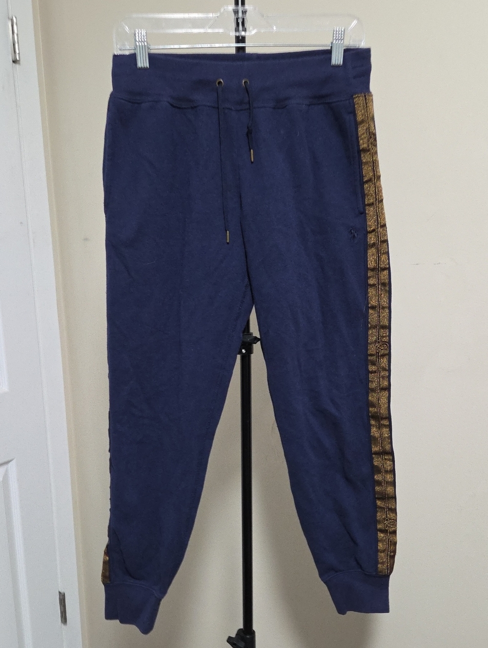 Polo by Ralph Lauren Navy Joggers with Metallic Gold Side Tape